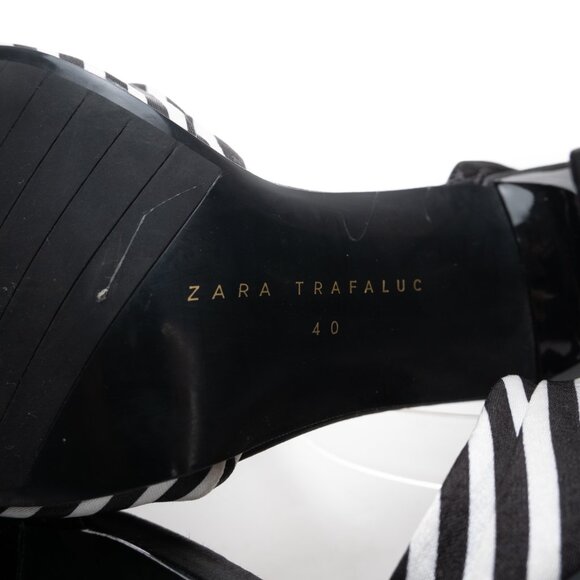 ZARA Trafaluc black white stripe high heels size 40 - Picture 9 of 12